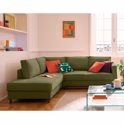 Jake - canapé d'angle gauche 5 places convertible en tissu velours relief