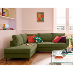 Jake - canapé d'angle gauche 5 places convertible en tissu velours relief