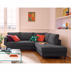 Jake - canapé d'angle droit 5 places convertible en tissu velours relief