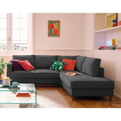 Jake - canapé d'angle droit 5 places convertible en tissu velours relief
