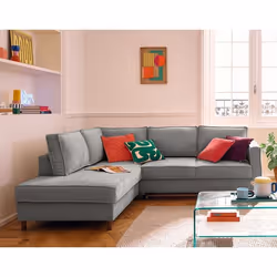 Jake - canapé d'angle gauche 5 places convertible en tissu velours relief
