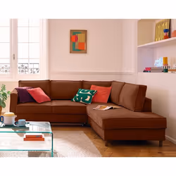 Jake - canapé d'angle droit 5 places convertible en tissu velours relief