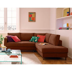 Jake - canapé d'angle droit 5 places convertible en tissu velours relief