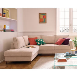Jake - canapé d'angle gauche 5 places convertible en tissu velours relief