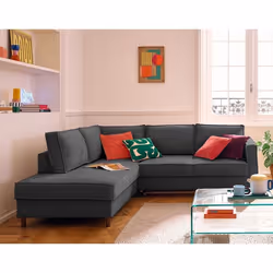 Jake - canapé d'angle gauche 5 places convertible en tissu velours relief
