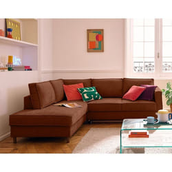 Jake - canapé d'angle gauche 5 places convertible en tissu velours relief