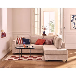 Jake - canapé déhoussable d'angle droit 5 places en velours texturé