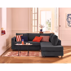 Jake - canapé déhoussable d'angle droit 5 places en velours texturé