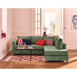 Jake - canapé déhoussable d'angle droit 5 places en velours texturé