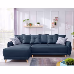 Lena - canapé dangle réversible convertible - 4 places - style scandinave - Bleu