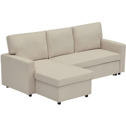 Meiya - canapé d'angle réversible 4 places convertible avec coffre en tissu
