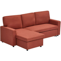 Meiya - canapé d'angle réversible 4 places convertible avec coffre en tissu