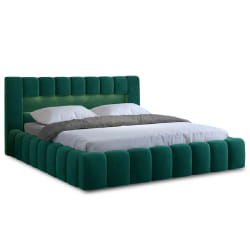 Cleo - lit coffre avec led - 140x200 cm - sommier inclus - en velours