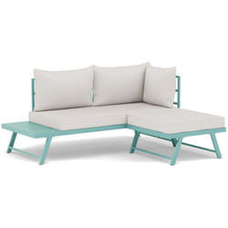 Bestmobilier - Isadora - salon de jardin 3 places - modulable - vert avec coussins beiges