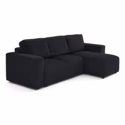 Lisa Design Livy, Canapé d'angle, Salon, Noir, 4 siège(s), Finition texturée, Moderne