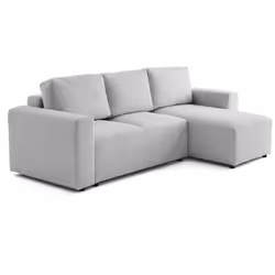 Livy - canapé d'angle réversible 4 places convertible avec coffre en tissu bouclette