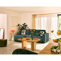 Livy - canapé d'angle réversible 4 places convertible avec coffre en velours texturé