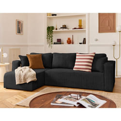 Topaze - canapé d'angle déhoussable réversible 4 places en velours texturé