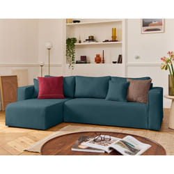 Topaze - canapé d'angle déhoussable réversible 4 places en tissu