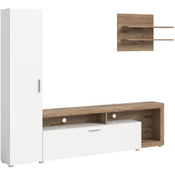 Bromley - ensemble meuble tv - bois et blanc - 218 cm