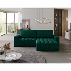 Cordova - canapé d'angle droit 4 places convertible avec coffre en velours