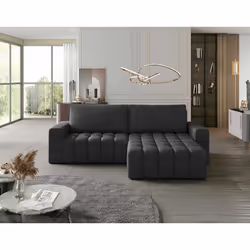 Cordova - canapé d'angle droit 4 places convertible avec coffre en velours