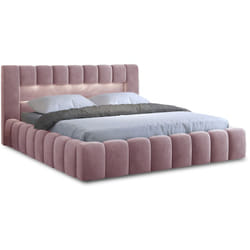 Cleo - lit coffre avec led - 160x200 cm - sommier inclus - en velours - rose