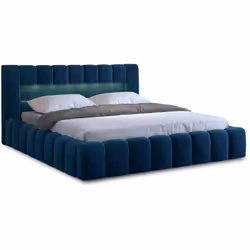 Cleo - lit coffre avec led - 160x200 cm - sommier inclus - en velours