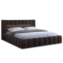 Cleo - lit coffre avec led - 180x200 cm - sommier inclus - en velours