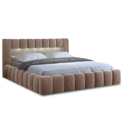 Cleo - lit coffre avec led - 180x200 cm - sommier inclus - en velours