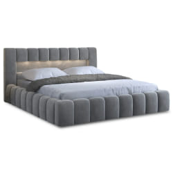Cleo - lit coffre avec led - 180x200 cm - sommier inclus - en velours