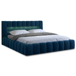 Cleo - lit coffre avec led - 180x200 cm - sommier inclus - en velours