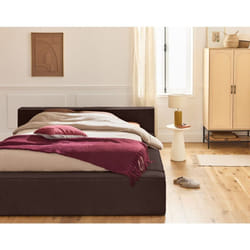 Stella - lit coffre - 160x200 cm - sommier inclus - en velours côtelé - marron