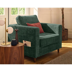 Anna - fauteuil avec poche en velours texturé - pieds en bois