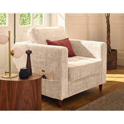 Anna - fauteuil avec poche en velours texturé - pieds en bois