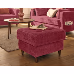 Anna - pouf en velours texturé - pieds en bois