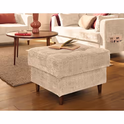 Anna - pouf en velours texturé - pieds en bois