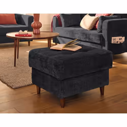 Anna - pouf en velours texturé - pieds en bois