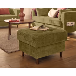 Anna - pouf en velours texturé - pieds en bois