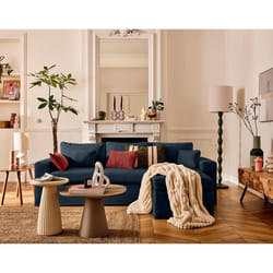 Calgary - canapé d'angle déhoussable et modulable 3 places + 1 pouf en velours