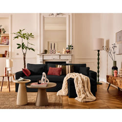 Calgary - canapé d'angle déhoussable et modulable 3 places + 1 pouf en velours