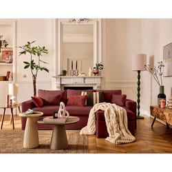 Calgary - canapé d'angle déhoussable et modulable 3 places + 1 pouf en velours