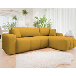 Nicole - canapé d'angle réversible 4 places convertible avec coffre en tissu