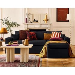 Calgary - canapé d'angle déhoussable et modulable 3 places + 1 pouf en tissu