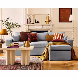 Calgary - canapé d'angle déhoussable et modulable 3 places + 1 pouf en tissu