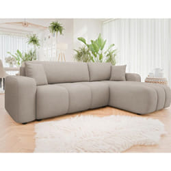 Nicole - canapé d'angle réversible 4 places convertible avec coffre en tissu