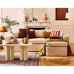 Calgary - canapé d'angle déhoussable et modulable 3 places + 1 pouf en tissu