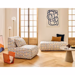 Onyx - pouf motif graphique en tissu