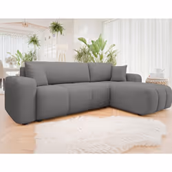 Nicole - canapé d'angle réversible 4 places convertible avec coffre en tissu