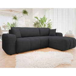 Nicole - canapé d'angle réversible 4 places convertible avec coffre en tissu